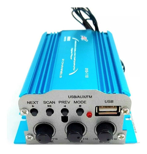 Amplificador Motocicleta Dxr 2 Canales 800w Radio Usb Contro