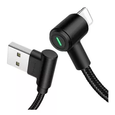 Cabo Carregador Dados Usb Led Para iPhone 90 Graus 2.5a 1,8m