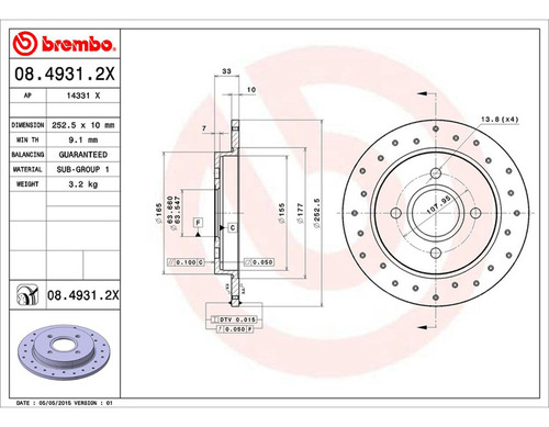 Par Discos Brembo Ford Focus Zx4 St 2005-2006 Trasero Foto 2