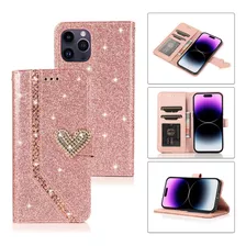 Capa De Telefone Bling Flip Leather Cards Solt Wallet Para I