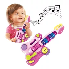 Minha Primeira Guitarra Elétrica De Brinquedo (rosa) C/ Som