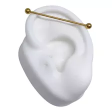 Piercing Orelha Transversal Titânio Dourado Antialérgico 