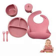 Kit Alimentación Bebe Niño Vajilla En Silicona Plato Babero