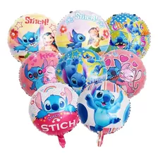 8 Globos Stitch Angela Y Lilo Colores Apto Aire O Helio 