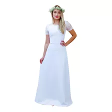 Vestido Longo Noiva Casamento Civil Moda Evangelica #851