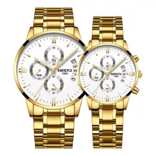 Relógios De Casal Nibosi Quartz Chronograph 2 Peças