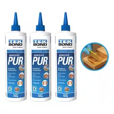 Kit 3 Unidades Adesivo Poliuretano Pur 500g - Tek Bond Cor Marrom