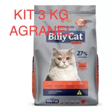 Kit 3 Kg Ração A Granel Billy Cat Premium Salmao Para Gatos