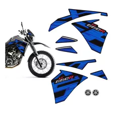 Kit Adesivo Yamaha Xt 660r 15/18 Moto Preta Faixa + Emblemas