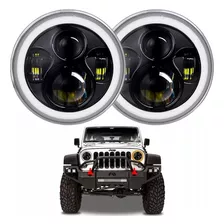 Par Farol Led 7 Polegadas Angel Eyes Jeep Trolle Buggy Gaiol