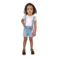 Saia Infantil Salopete Jeans Destroied Moda Blogueirinha
