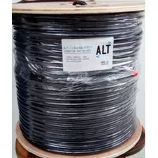 Cable Coaxial Rg6 Con Mensajero Marca Alt 305 Metros Negro