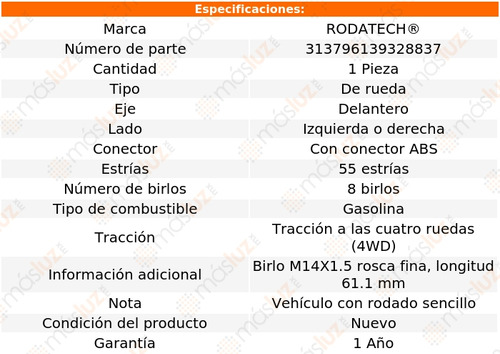 (1) Maza De Rueda Del F-250 Sd V10 6.8l 03/04 Rodatech Foto 5