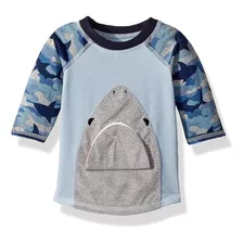 Mud Pie Boys' Camo Shark Rashguard, Azul, Xs (6-9m)