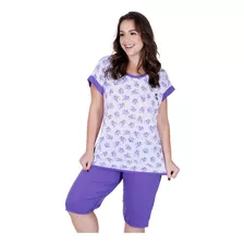 Kit Pijama Calça Curta Bermudão 1 Camiseta E 1 Manga Curta