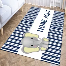 Tapete Infantil Ursinho Elefante 60x120 Nome Personalizado