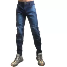 Calça Masculina Jeans Sarja Skinny Slim Rasgada Com Zíper