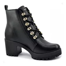 Bota Coturno Feminina Ramarim Original Salto Médio Tratorada