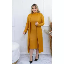 Kimono Cardigan Conjunto Vestido Evangélica Plus Size