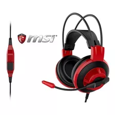 Headset Headphone Gamer Msi Ds501 7.1 Preto Vermelho Novo