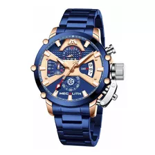 Reloj Hombre Megalith 8219 Cuarzo Pulso Azul En Acero