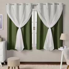 Cortina Blackout De Pvc Com Voil 2,80m X 1,60m Bege Cor Cortina Verde