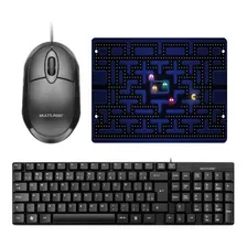 Kit Teclado E Mouse Barato Usb 2.0 Abnt2 1000dpi + Mousepad