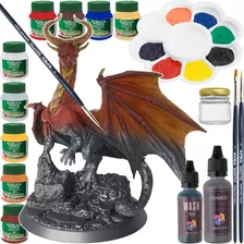 Kit Pintura Miniatura Dragão + Tintas + Pincéis + Acessórios