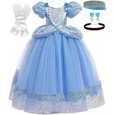 Disfraz Talla 4-5 Para Niña De Princesa Cenicienta Azul 04
