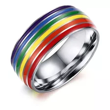 Anillo Lgbt Orgullo Gay Titanio 8mm Varios Colores