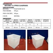 Kit 10 Botes Cuadrados C/tapa De 12 Litros Grado Alimenticio