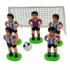 Adorno Para Torta Futbol 5 Jugadores Plastico Arco + Pelota