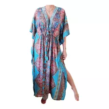 Vestido Indiano Kaftan Em Seda Plus Size Boho