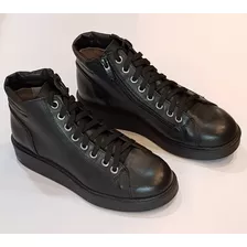 Zapatilla Urbana De Cuero Negro Gravagna,art 250