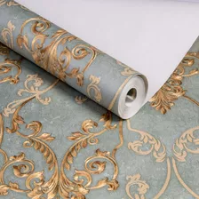 Papel De Parede Importado Vinilico Lavavel Azul Dourado