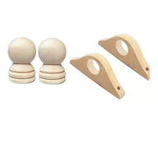  Par De Soportes + Punteros Para Barrote Palo De Madera 32mm