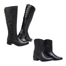 Bota Montaria Cano Longo E Curto Feminino Kit 2 Pares Oferta