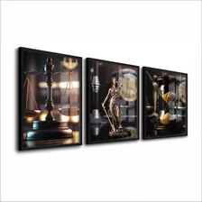 Trio De Quadros Justiça Direito Juiz 33 X 43 Cm Oferta 