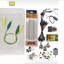 Kit Electrónico Caja Protoboard Jumpers Pila Y Mas
