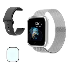 Relógio Smartwatch T80 Cinza 2 Pulseiras + Película