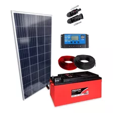 Kit Placa Solar 150w Controlador 20a Lcd Bateria 240ah Cabos