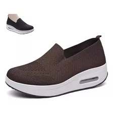 Zapatillas De Malla Con Plataforma Elástica, Zapatos Ortopéd