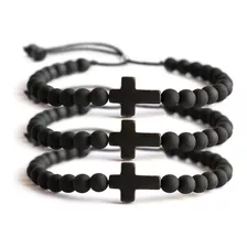 Kit 3 Pulseiras Masculina Feminina Crucifixo Terço Cruz