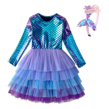 Fantasia Vestido Infantil Sereia Princesa Ariel Tutu Tiara