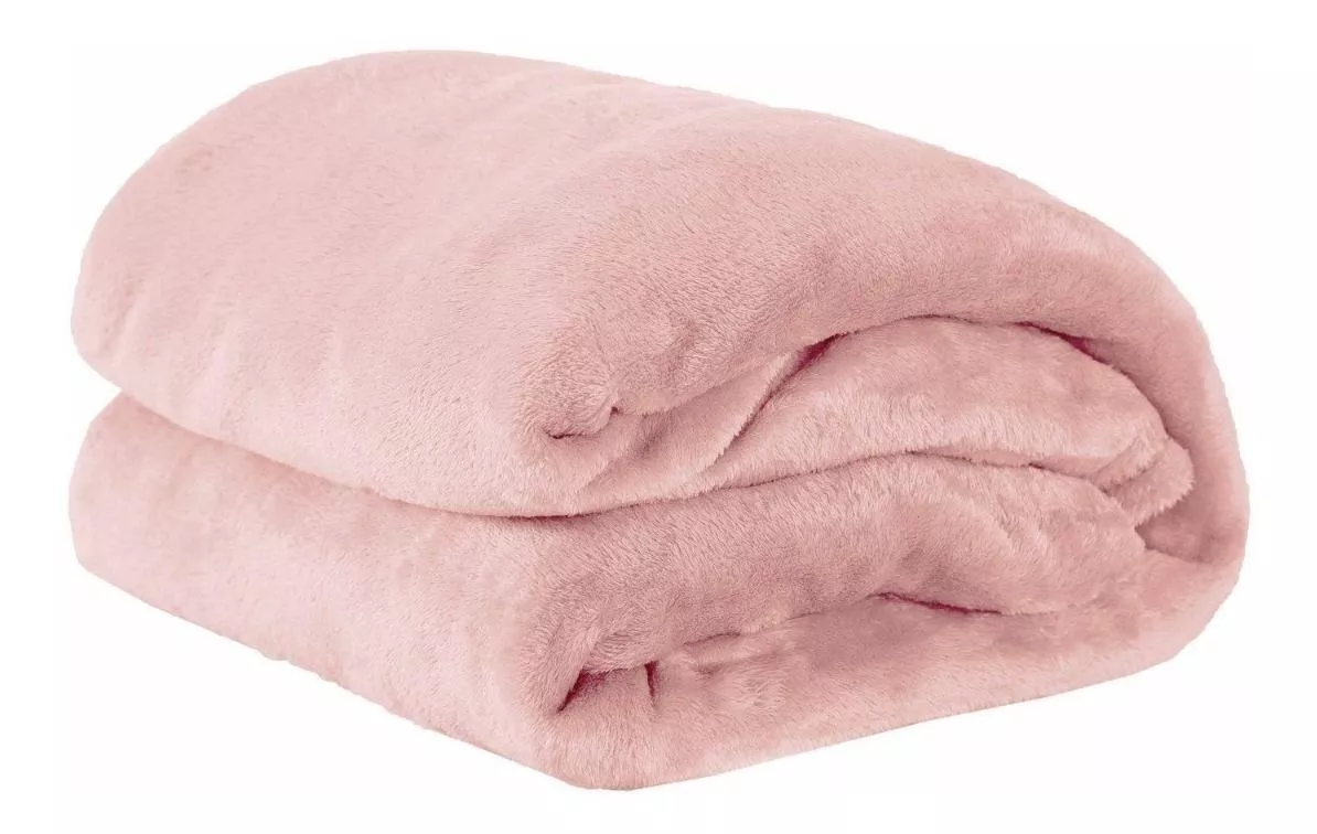Cobertor Paulo Cezar Enxovais Fleece 1 Corpo Cor Rosa Com Design Liso De 2.2m X 1.5m