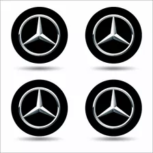 4 Emblemas Mercedes Rodas Carro Resinado 3m Calotinha 56mm