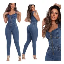 Macacão Jeans Feminino Com Lycra 