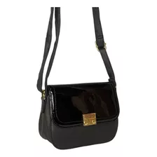 Bolsa Feminina Couro Sintético Pequena Moda Atual Lindo Cor Preto