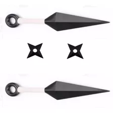 Kit 2 Estrelas Shuriken Ninja + 2 Kunai Naruto Cosplay