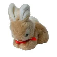 Conejo Peluche Marron Con Moño Rojo 22 Cms